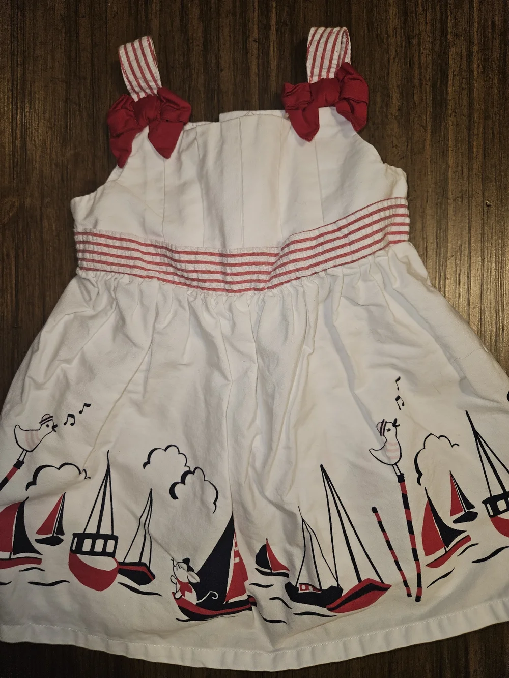 Gymboree White Red and Navy Sailboat Print Sundress